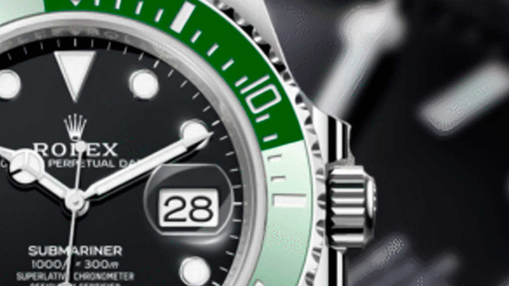 Lente de aumento Cyclops en un Rolex Submariner Date.