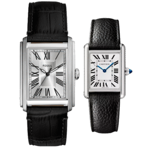 Reloj automático Fossil Heritage FS6078, una alternativa económica al Cartier Tank con encanto mecánico.